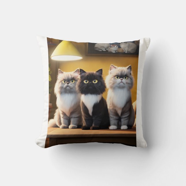 "Whiskered Elegance: Minimalist Cat Design Pillow" Throw Pillow (Front)