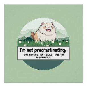 Whiskered Muse: Silly Fat Cat Inspires Writers Poster