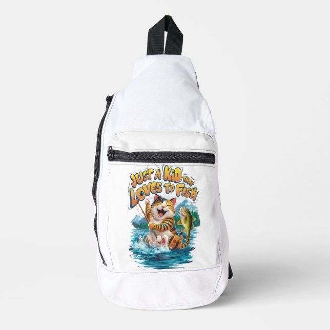 Whiskered Purrfection: A Feline Fishermans Delight Sling Bag (Front)