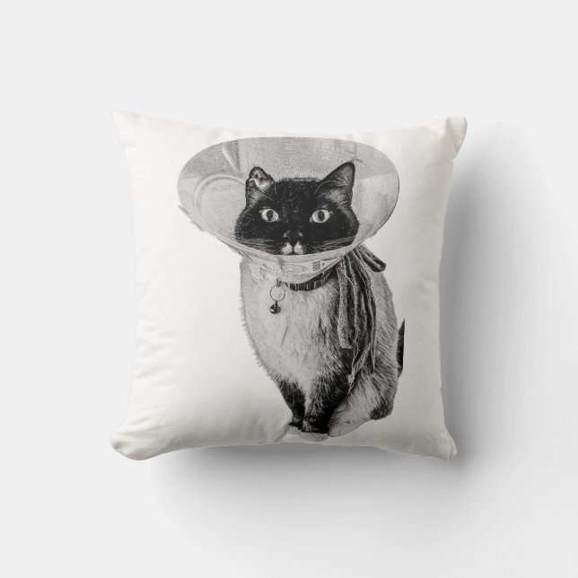 Whiskered Warrior Throw Pillow (Front)