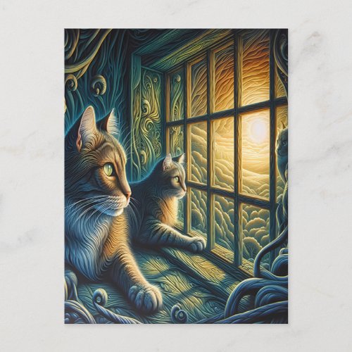Whiskered Watchers Postcard