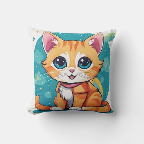  Whiskered Whimsy _ Adorable Cat Graphic Throw Pi Throw Pillow