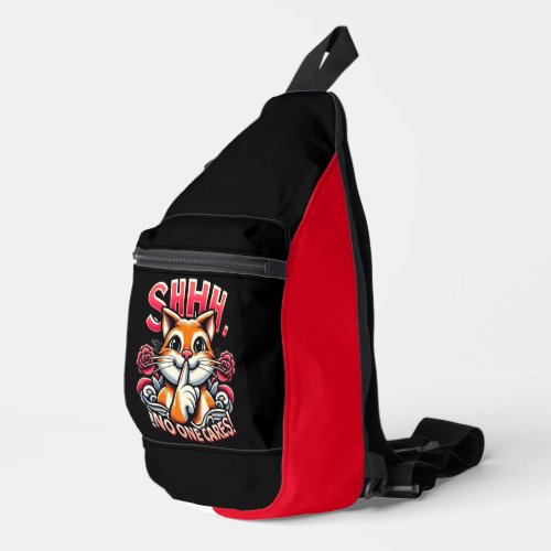 Whiskered Whispers An Artistic  Shhh No One Cares Sling Bag
