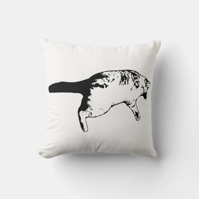 Whiskered Wonder in Ink Texture Throw Pillow (Front)