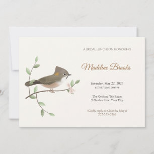 Whiskered Yuhina Bird Bridal Luncheon Invitation