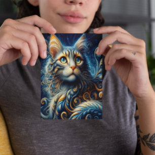 Whiskers and Sapphire: A Cats Blue-Eyed Gaze Postcard