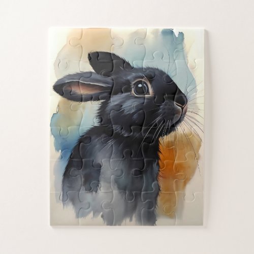 Whiskers and Watercolors Curious Rabbit Jigsaw Puzzle