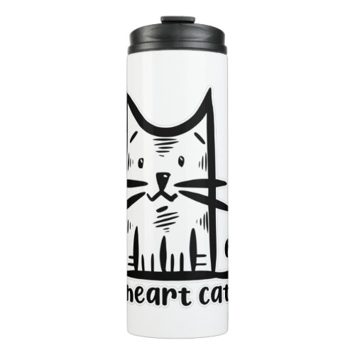 Whiskers Cat I heart cats Thermal Tumbler