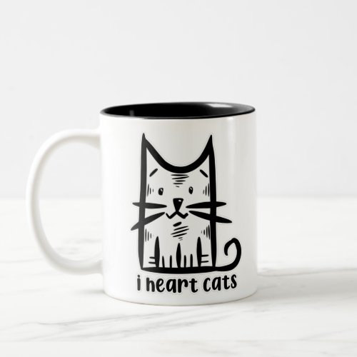Whiskers Cat I heart cats Two_Tone Coffee Mug