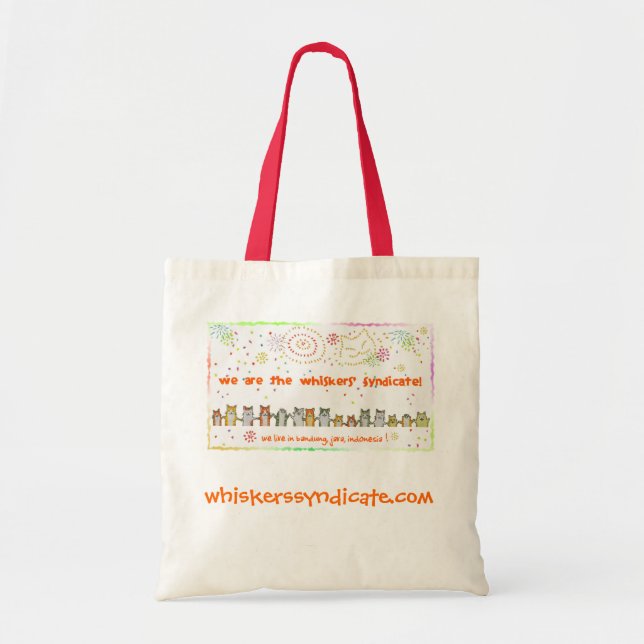whiskers' fireworks cats budget tote bag (Front)