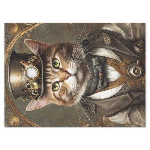 Whiskers  Gears A Steampunk Cats Decoupage Tissue Paper