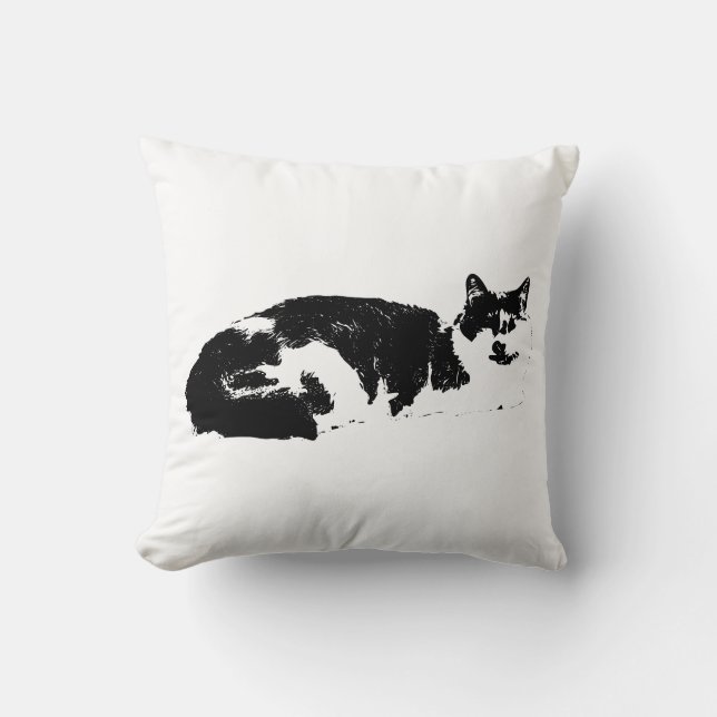 Whiskers in Repose Throw Pillow (Front)