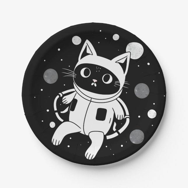 Whiskers in Space Paper Plates (Front)