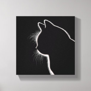 Whiskers in the Dark Cat Whisker Silhouette Canvas Print