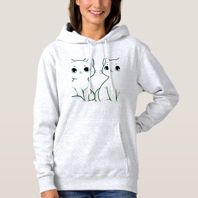 Whiskers in the Matcha Field Hoodie (Front)