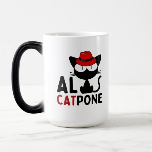 Whiskers of Mischief  Al Catpone  black cat Magic Mug