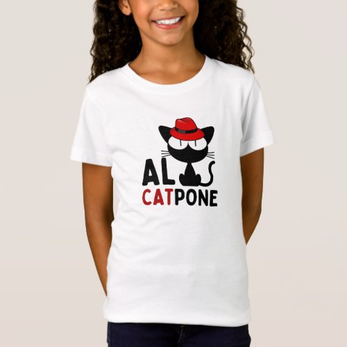 Whiskers of Mischief  Al Catpone  black cat T_Shirt