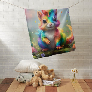 Whiskers of Wonder: The Rainbow Unicorn Squirrel Baby Blanket