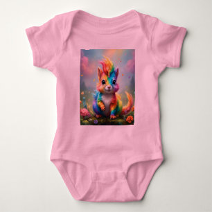 Whiskers of Wonder: The Rainbow Unicorn Squirrel Baby Bodysuit