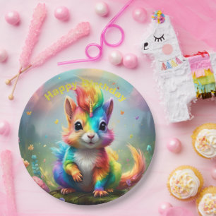 Whiskers of Wonder: The Rainbow Unicorn Squirrel Paper Plates