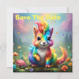 Whiskers of Wonder: The Rainbow Unicorn Squirrel Save The Date