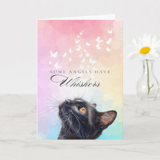 Whiskers Rainbow Butterfly Black Cat Loss Sympathy Card