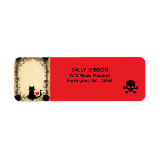 Whiskers & Vows Gothic Cat Wedding Address Labels