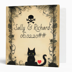 Whiskers & Vows - Gothic Cat Wedding Album 3 Ring Binder