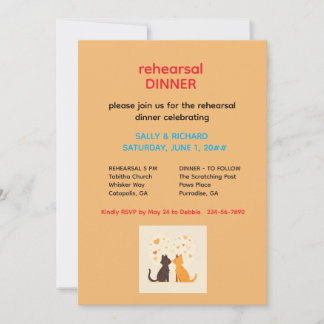 Whiskers & Vows Head Over Paws in Love Rehearsal  Invitation