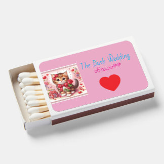 Whiskers & Vows | Pink Cat Wedding Favors Matchboxes