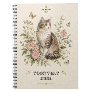 Whiskers & Wildflowers Botanical Cat Notebook
