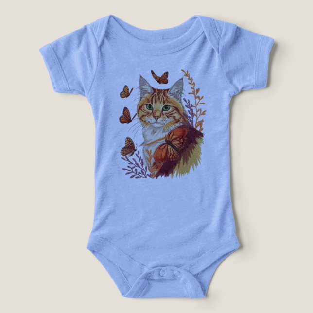 Whiskers & Wings – Cat with Monarch Butterflies Infant T-shirt (Design Front)