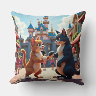 Whiskers & Wishes: Fairytale Feline Wedding Bliss Throw Pillow