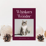 Whiskers &amp; Wonder Cat Photo Cranberry Christmas Holiday Card