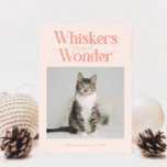 Whiskers &amp; Wonder Cat Photo Peach Christmas Holiday Card