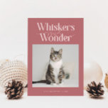 Whiskers &amp; Wonder Cat Photo Pink Christmas Holiday Card