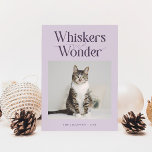Whiskers &amp; Wonder Cat Photo Purple Christmas Holiday Card