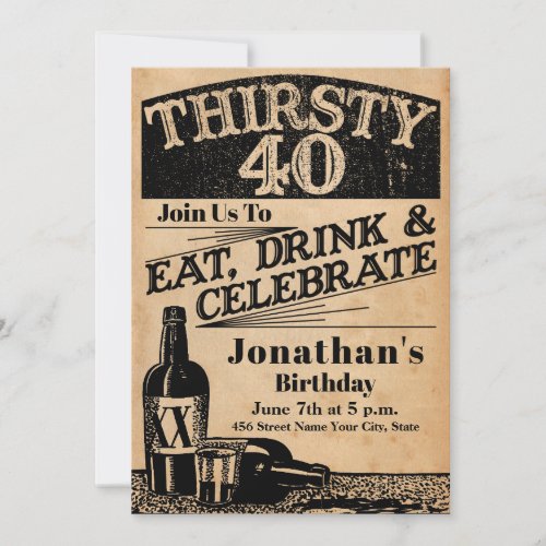 Whiskey 40th Birthday Invitation