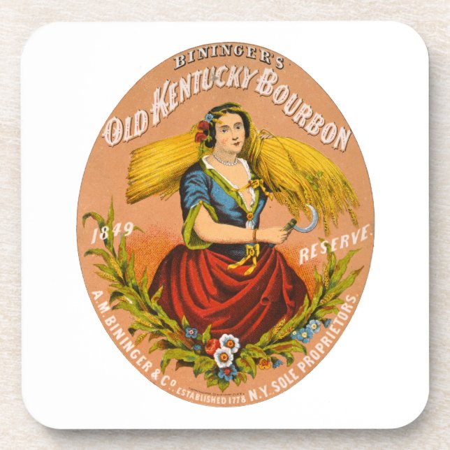 Whiskey Advertising Label, Circa 1860. Beverage Coaster (Front)