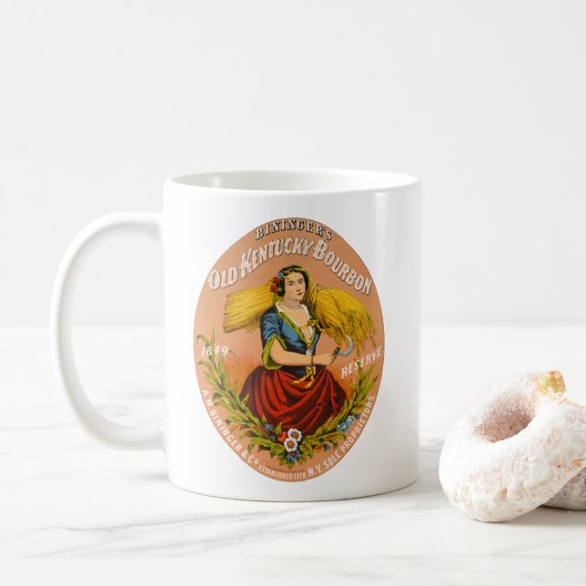 Whiskey Advertising Label, Circa 1860. Coffee Mug (With Donut)
