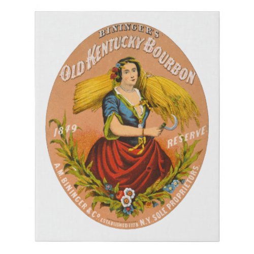 Whiskey Advertising Label Circa 1860 Faux Canvas Print