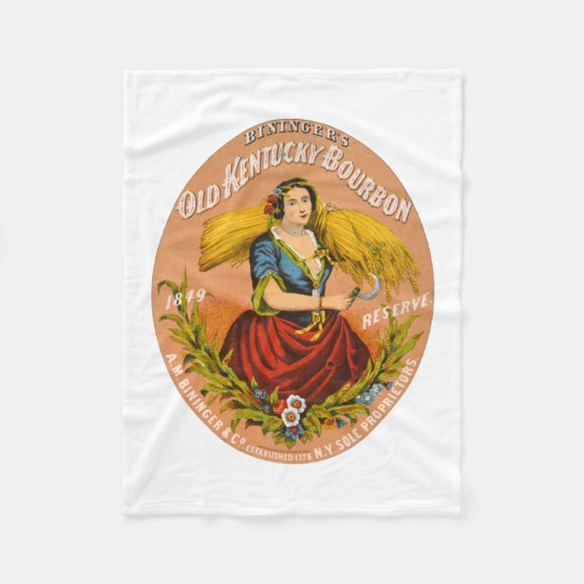 Whiskey Advertising Label, Circa 1860. Fleece Blanket (Front)