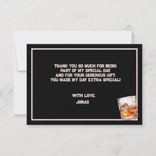 Whiskey alco adults lets party birthday thank you card