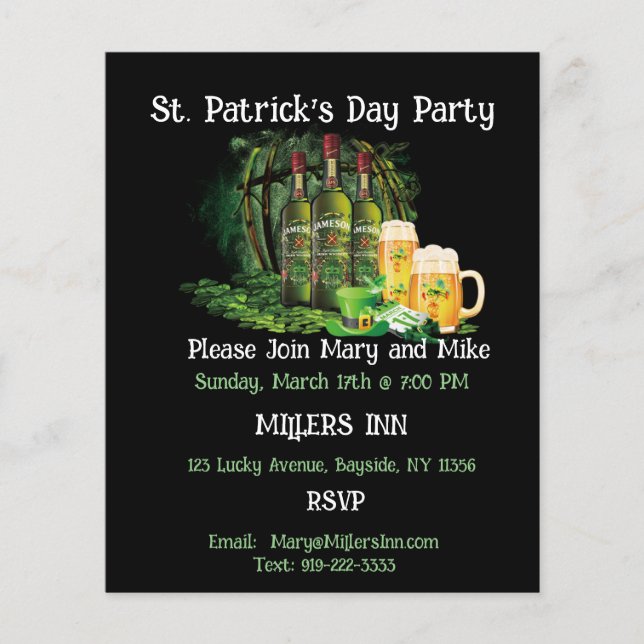 Whiskey And Beer St. Patrick's Day Party Flyer (Front)