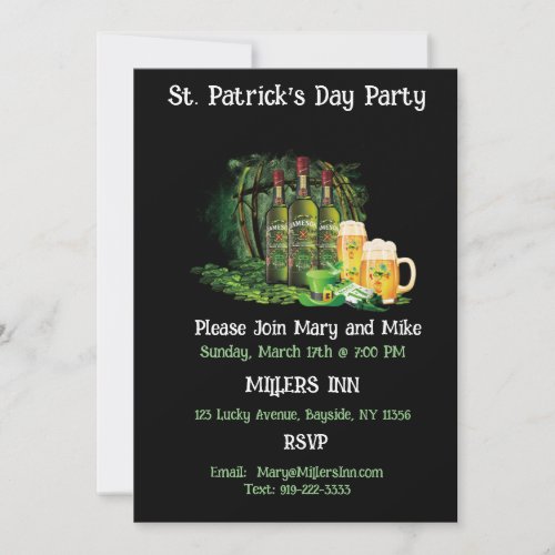 Whiskey And Beer St Patricks Day Party Invitation