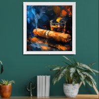 Whiskey and Cigar Abstract Art
