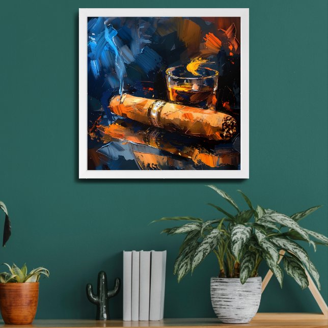 Whiskey and Cigar Abstract Art Framed Art (Living Room 2)