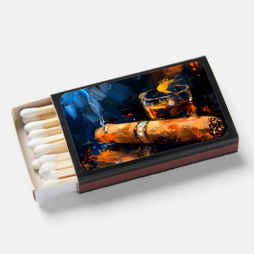 Whiskey and Cigar Abstract Art Matchboxes