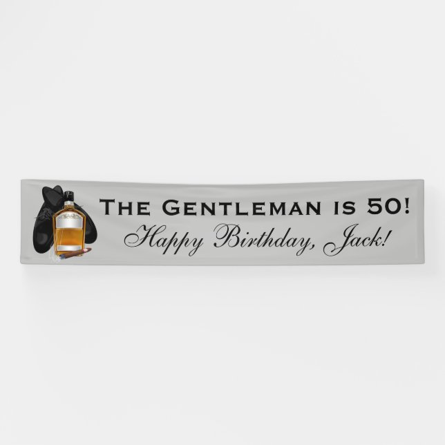 Whiskey and Cigar Mans Birthday Banner (Horizontal)