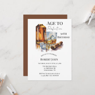 Whiskey and Cigar Men’s 50th Birthday Party Invitation